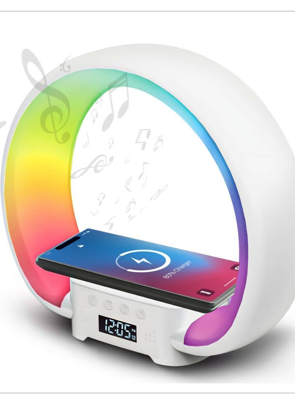 Wireless Charging RGB Mood Alarm Clock - White #